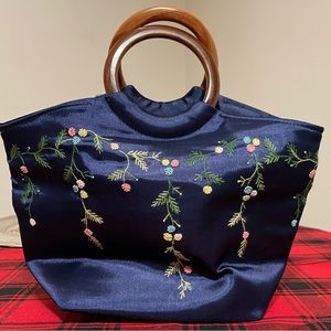 Bundle 3/$20 - Embroidered Navy Blue Satchel